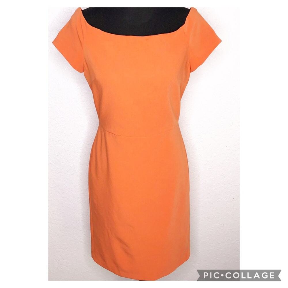 Alice + Olivia orange boatneck cap sleeve sheath dress